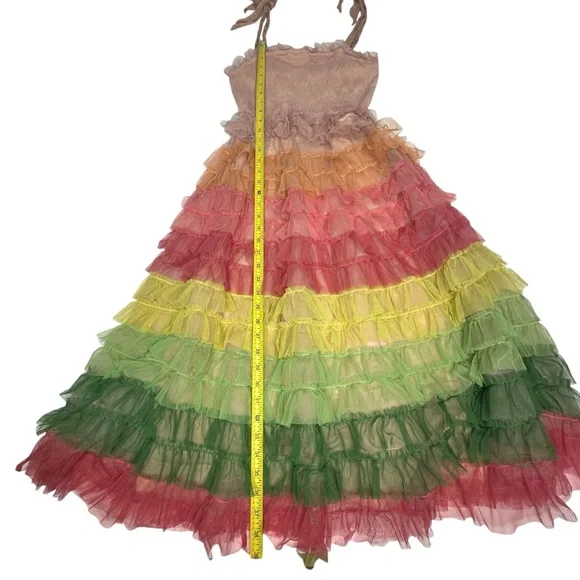 FINAL Bl^nk London x Anthropologie Rainbow Tulle Tiered Ruffle Midi Dress - Picture 8 of 15
